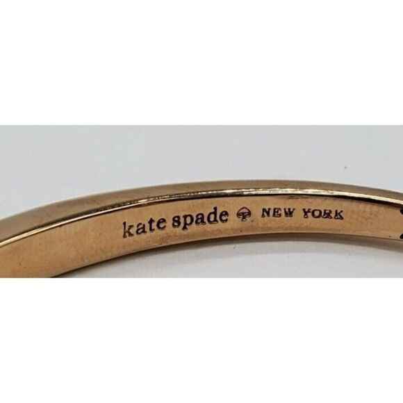 Kate Spade Gold Tone Rhinestone Hinged Cuff Bracelet - Picture 7 of 10